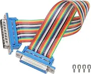 uxcell IDC Rainbow Wire Flat Ribbon Cable DB25 Male to DB25 Female 8 Inch Length 2.54mm Pitch Breadboard Jumper Wires for Electronic Projects