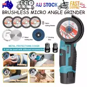 800W Mini Angle Grinder Cordless Brushless Cutting Tool 2x Battery & Charger