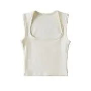 Plain Square-Neck Tank Top Almond - M