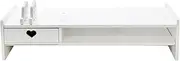 Stand Riser, Laptop Stand Computer Shelf Holder with Storage Drawer Desktop Stand Storage Organizer for PC, Printer, White 1 Drawer