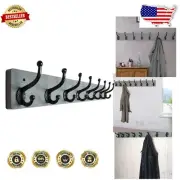 Rustic Vintage Wall-Mounted Coat Rack with 8 Cast Iron Hooks - 40 lbs Capacity