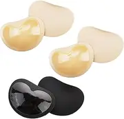 [Moslyn] 3Pairs Silicone Adhesive Bra Pads Breast Inserts Breathable Push Up Sticky Bra Cups for Swimsuits & Bikini