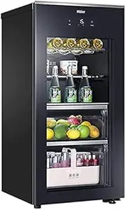 FREEZYMAN Large Home Ice Bar, 135L Free-Standing Refrigerator, Beverage Beer Wine Wine Cabinet, Temperature Control with Light (Color : Black, Size : 52 * 57.8 * 107.5cm)