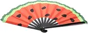Ciieeo Traditional Japanese Style Watermelon Fan Glow Folding Hand Fan for Parties Decor Stage Shows