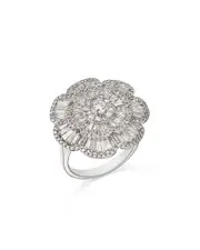 Bloomingdale's Fine Collection Diamond Round & Baguette Flower Ring in 14K White Gold, 1.50 tcw