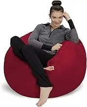 Bean Bag Chair: 3' Memory Foam Furniture Bean Bag - Medium Sofa with Soft Micro Fiber Cover - Cherry Red
