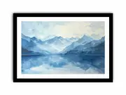 Blue lake Mountain Canvas Framed Art