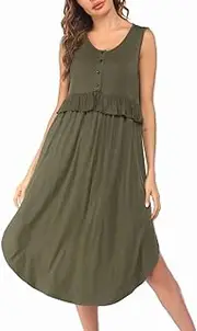 [Generic] Mauve Maternity Dress Long Split Long Dress for Breastfeeding Casual Fall Maternity Dress