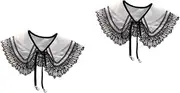 [FOMIYES] 2 pcs Stylish Detachable Ribbon Design Shoulder Shawl Lightweight Cape Stole for Weddings Parties and Elegant High Collar Accessory for Any Occasion
