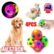 4x Pet Dog LED Light Up Flashing Play Rubber Training Ball Toy Chasing Bounce AU
