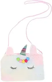 [SAFIGLE] Girls Traveling Shoulder Pouch Unicorns Design Plush Mini Bag Women's Tote Bag