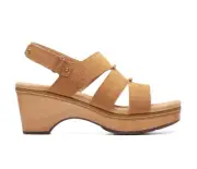 Clarks Women's Seannah Glow Wedge Sandal Walnut Suede 26177436