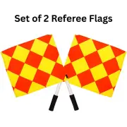Soccer Referee Linesman Flags, Orange and Yellow Checkered, Set of 2