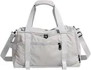 Tadill Gym Bag Travel Bag with Shoe Compartment Portable Large Lightweight Fitness Sports for Training Swimming Fishing Gym Women, Grey