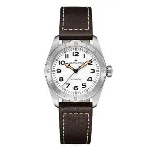 【HAMILTON 漢米爾頓】卡其陸戰遠征Expedition腕錶37mm(自動上鍊 中性 皮革錶帶 H70225510)