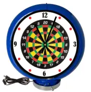 Darts Game Room WBG, Blue Lighted Gas Pump Globe Advertising Style Quartz Clock
