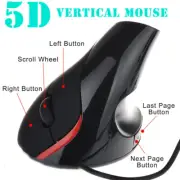 5D Wired Vertical Optical Mouse Ergonomic Wrist Healing USB Mouse 1000DPI