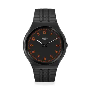 【SWATCH】Skin Irony 超薄金屬系列手錶 BRUSHED RED 螢光紅 男錶 女錶 瑞士錶 錶(42mm)