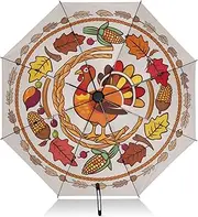 [PDZRMY] UV Protection Travel Umbrella Thanksgiving Turkey Harvest Compact for Rain and Sun - Auto Open and Close UPF 50+ Windproof Portable 46” Sun Umbrella for Women and Men