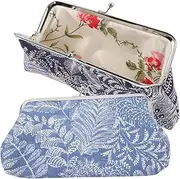 [WESIEVYA] Compact Canvas Leaf Purse Small Wallet for Women Boho Style Handbags Change Purse for Girls