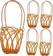 SOLUSTRE 5pcs Imitation Rattan Storage Baskets for Wine Bottles Fruits Vegetables Versatile Weaving Design with Handles for Restaurant Kitchen Picnic Use
