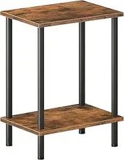HOOBRO End Table, Side Table with 2-Layer Storage Shelves, Nightstand for Small Spaces, Living Room, Entryway, Farmhouse Industrial Style, Stable Frame, Easy Assembly, Rustic Brown, Black BF09BZ01
