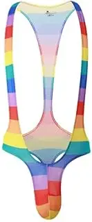 [ARSAVDCG] Men's Bodysuit Jockstrap Sexy Print Bodysuit Breathable Thong One-pieces Underwear Jumpsuits Wrestling Singlet