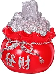 VINTORKY Car Dashboard Decor: Yuan Bao Treasure Basin Lucky Money Fortune Wealth Yuan Bao Wealth Decorative Figurine for Office Home Lucky Money Model Silver