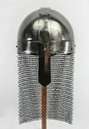 Medieval Knight Steel Viking Nasal Helmet with Chainmail Hand Forged sca Larp