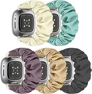 Scrunchie Watch Bands for Women Compatible with Fitbit Sense/Versa 3 Elastic Scrunchy Replacement Band Soft Stretchy Band For Fitbit Versa 3 /Sense