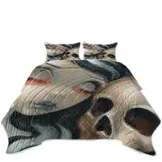 Faces of Faery #196 Scary Skull and Gothic Girl Coverlet