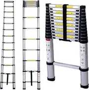 Telescoping Ladder Extension Ladder Telescoping Ladder - Lightweight Aluminium Metal - Telescopic, Compact, Multi Purpose, Adjustable Steps, Extendable and Collapsible - Great for Cleaning Gutters