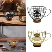 Coffee Pod Holder Wooden Base Tabletop Coffee Pod Storage Basket for Bar