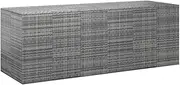 Outdoor Garden Cushion Box Storage 291x100.5x104cm PE Rattan Grey - Waterproof Deck Patio Furniture Bin Container with Gas Lift Mechanism, Inner Bag, for Tools and Accessories