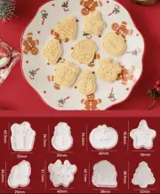 Xmas Cookie Cutters Stamps Set Plunger Mold 3D DIY Biscuit Christmas Holi Baking