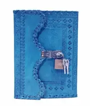 Quality Leather Journal Diary with Lock n Key 7 x 5 Inch (Ocean Blue) KU