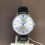 Casio MTP-VT01L-7B1 Silver Analog Black Leather Quartz Men's Casual Dress Watch