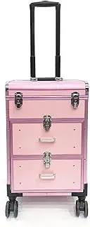 [AXHNG] Professional Rolling Makeup Train Case, Rolling Makeup Train Case, Rolling Makeup Train Case with Drawers, Suitable for Studio Beauticians (Pink,13.65 * 9.17 * 19.5in)
