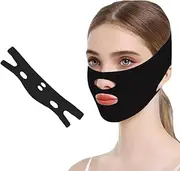 Collagen night wrapping mask, face lifting bandage, V line lifting mask, lifting belt, reusable V line chin strap, anti-wrinkle bandage, black
