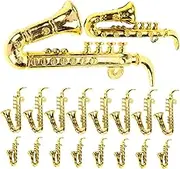 Luxshiny 20pcs Saxophone Charm Saxophone Miniature Xmas Saxophone Pendants Hanging Saxophone Ornaments Miniature Musical Instrument Model 1: 12 Mini Saxophone Toy Saxophone Golden Plastic
