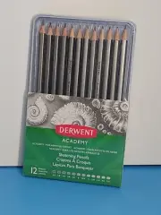 Derwent Academy Sketching Pencils with Tin 12 Pencils New (Y)