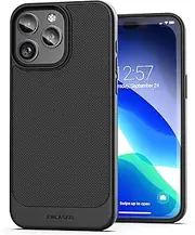 [ENCASED] Thin Armor Case Designed for iPhone 15 Pro Max (2023) Ultra Slim-Fit Flexible Phone Skin (Matte Black)