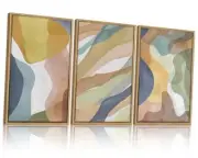 Abstract Watercolor Framed Canvas Wall Art Paintings(24"x36"), 3 Panels