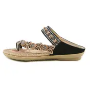 Nevenka Womens Slide Sandals Dressy Bohemian Beaded Flip Flop for Beach-Black