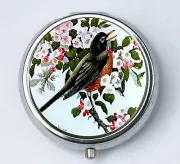 Robin bird PILL CASE pillbox pill case pill box flowers hipster pretty
