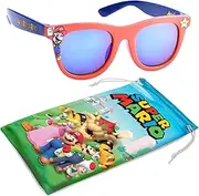 [Sun-Staches] Super Mario Sunglasses - Stylish, Comfortable & Durable UV-Protective Boys Sunglasses With Soft Carrying Case - Official Super Mario Gifts for Boys and Girls