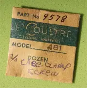 Vintage Jaeger Lecoultre watch 476 481 part case clamp screw NOS JLC Part 9578