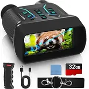 HURYSIN Night Vision Goggles with Grip - 4.5" HD, 4K Video, 400m Range, 7-Level IR, Starlight CMOS, IP54 Waterproof, 4000mAh Battery - Perfect for Hunting & Surveillance