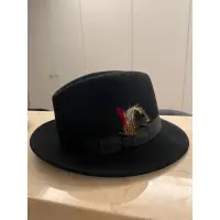 在飛比找蝦皮購物優惠-NEW YORK 羽毛黑色紳士帽（100%羊毛）