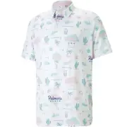 Men's PUMA Arnold Palmer CLOUDSPUN Golf Polo - Bright White/Pale Pink SM